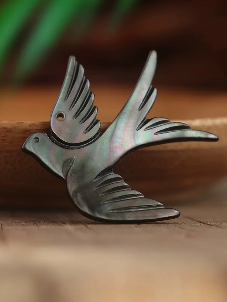 White Yellow Black Mother of Pearl MOP Shell Bird Swallow Bead Charm Handmade Pendant for Necklace