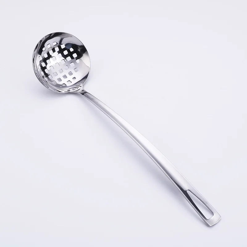 
7-inch 201 stainless steel V-shaped spoon thickened bright household soup spoon Colander cooking kitchenware 