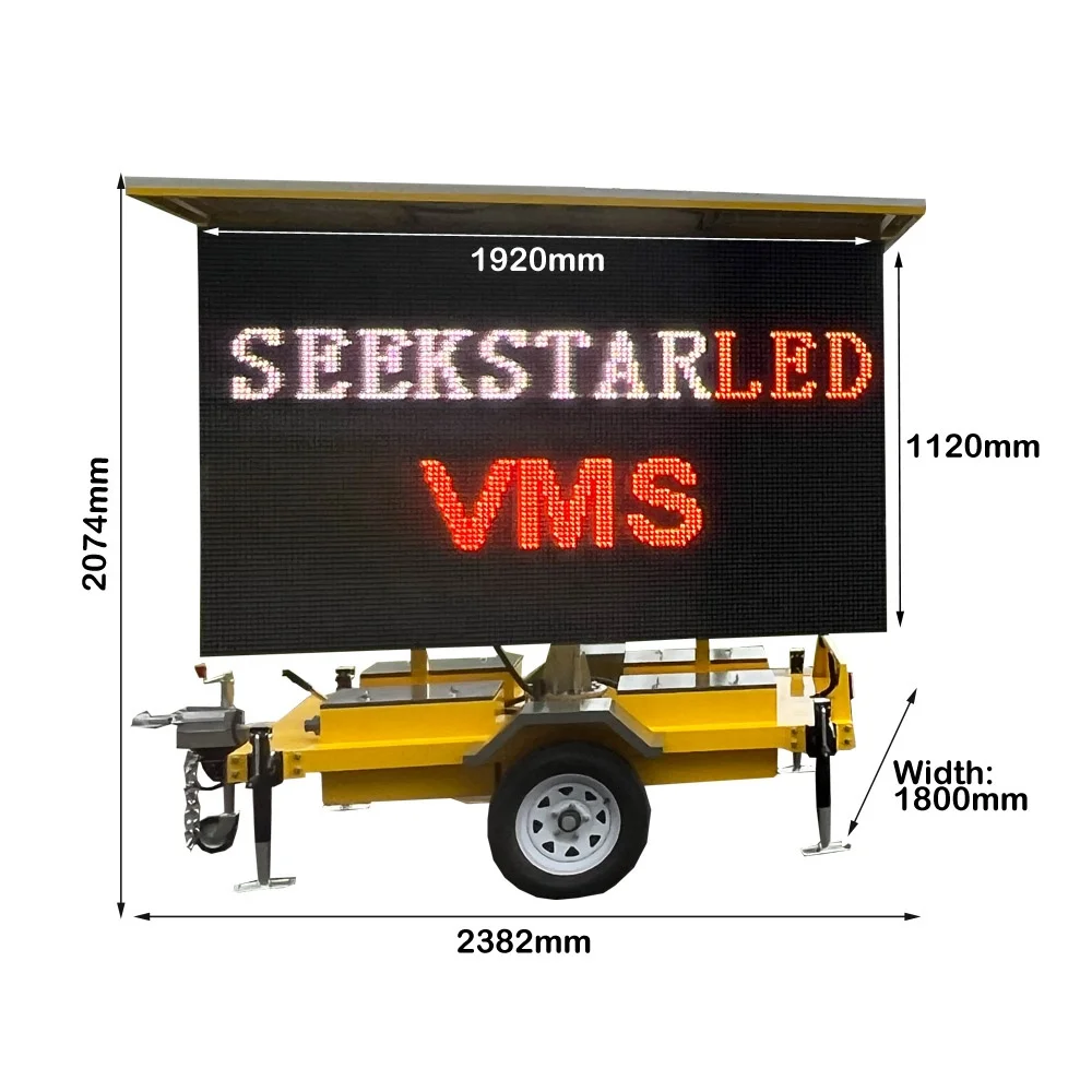 Factory Warning Safety Waterproof Rechargeable Customized Variable Message Sign Display Solar LED Trailer