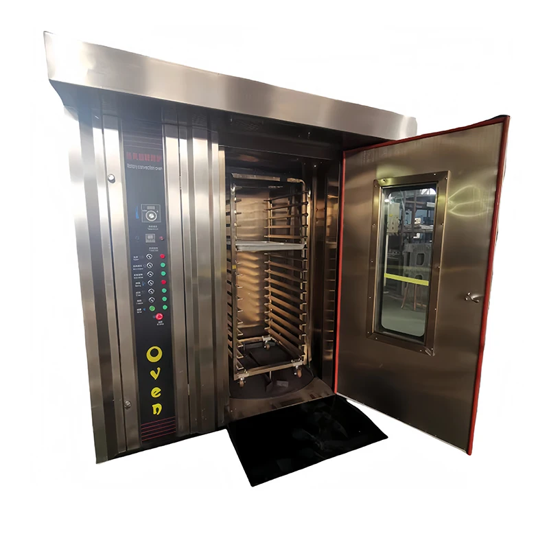 electric bakery double trolleys rack rotary oven diesel gas bakery
