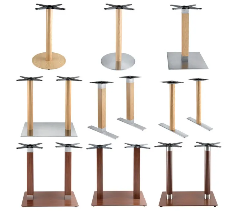 Restaurant industrial crank trumpet wrought metal coffee cast iron dining table base