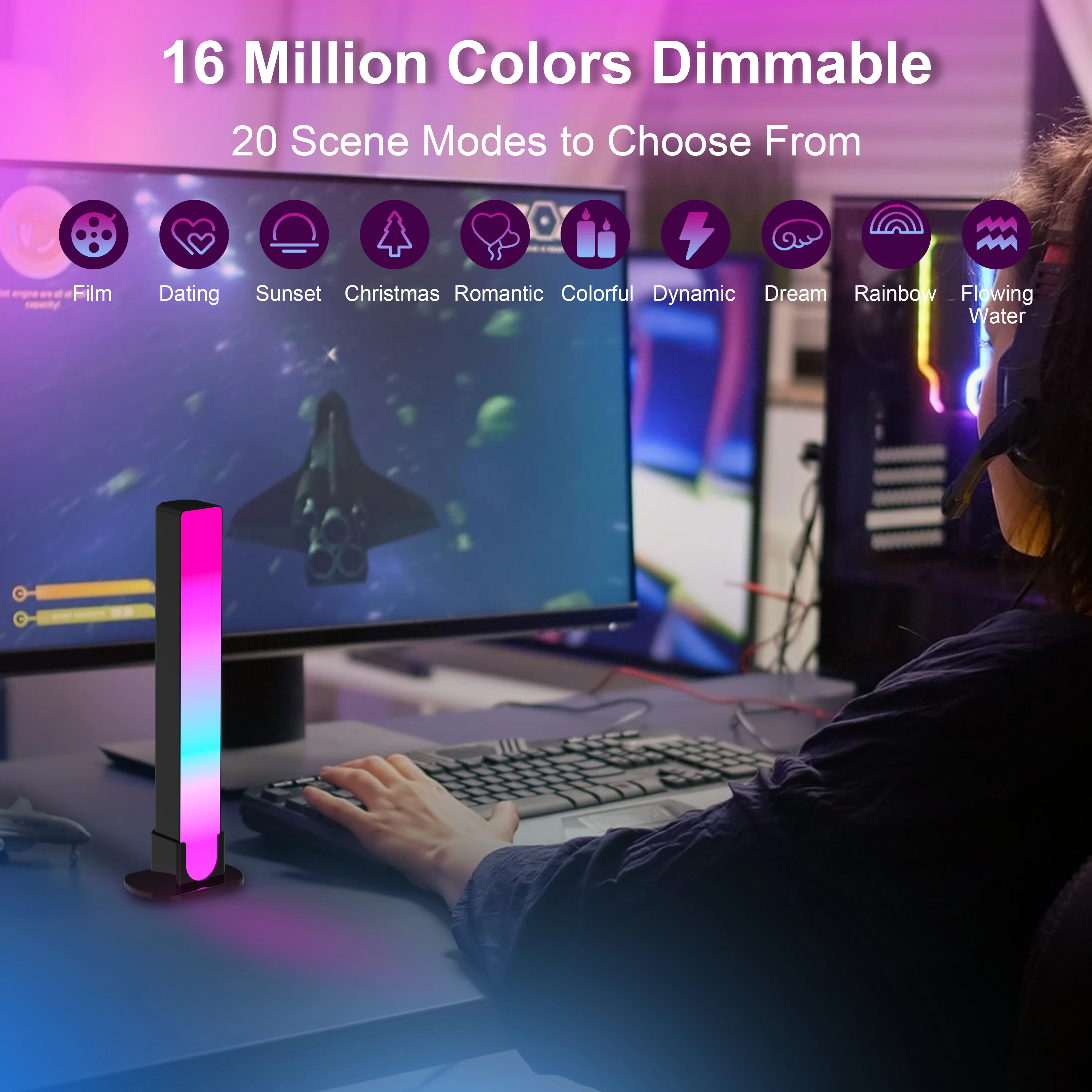 Atmosphere Smart Ambient Desktop Rwaist Seallight Pickup Rhythm Sound Recogn Hanfu Modern Strapition Activated Led Bar DC 12V 20