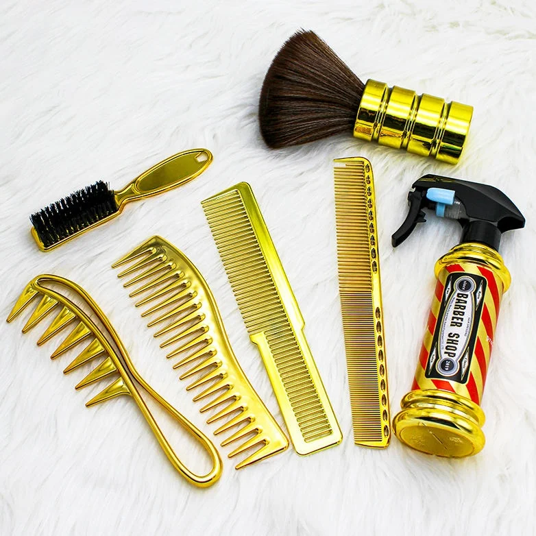 Vinnie New Arrival golden Hair Cutting Tools Kit Neck Duster Beard Brush Hair Combs sprayer Clipper Haircut Set For Barbershop