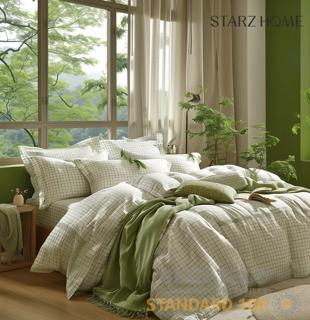 Starz Home Hot Sale Cotton Linen Fabric Bed Linen Ensures Hotel Quality with a Soft Cotton Linen Blend for a Fresh Look