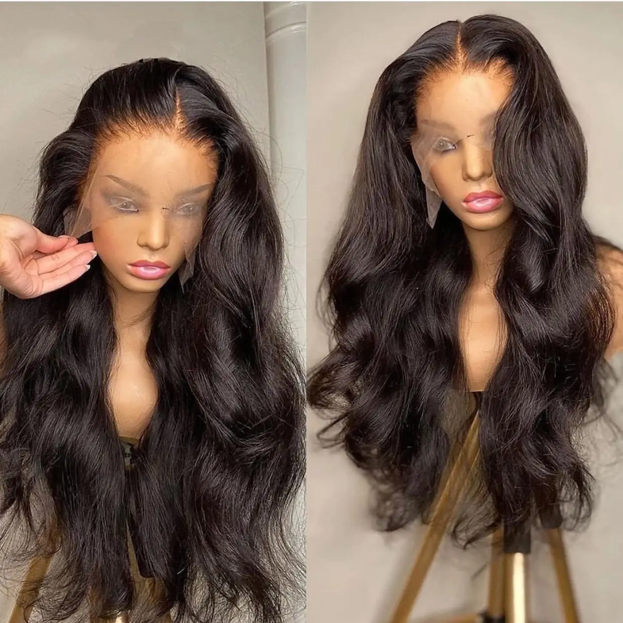  Grade 12A 13*6 Transparents Brazilian Human Hair Pre Plucked Full Lace Wig Swiss Frontal
