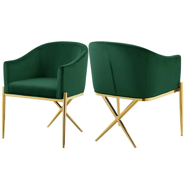 Velvet Royal Chair Accent Mid-Century Modern Single Lounge Chair with Metal Frame in Gold Finishing