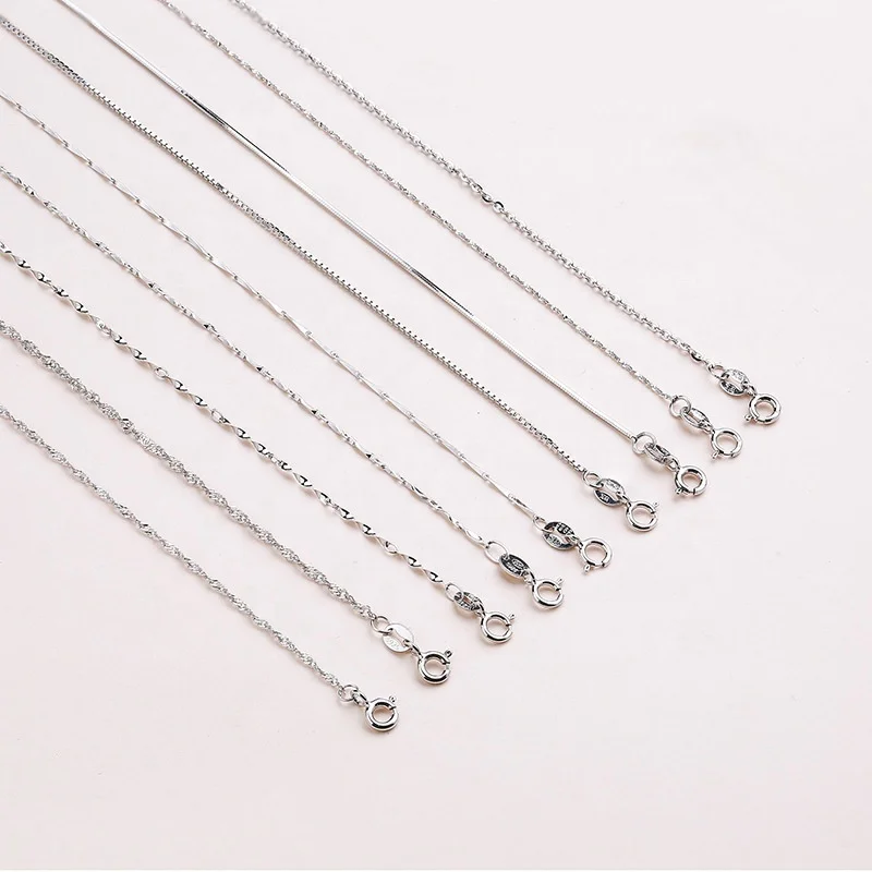 925 Box necklace snake bone melon seeds water wave ingot starry clavicle single chain 40cm45cm with chain