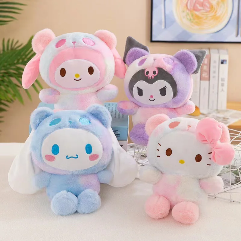 25cm Rainbow Sanrioed Plush toy Kawaii Soft Stuffed Plush Toys Kuromi My Melody Soft Dolls Kids cartoon Sanrioed Keychain Plush