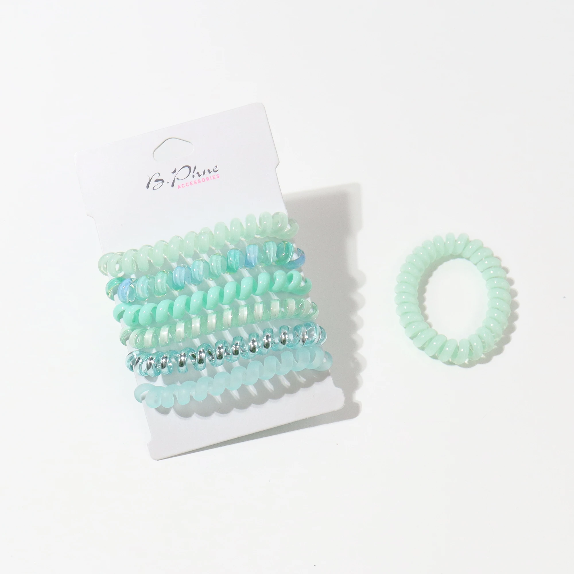 Bphne Gradient Color Spiral Hair Ties Plastic Hair Ties Spiral No Crease Fashion Phone Cord Telephone Wire Line