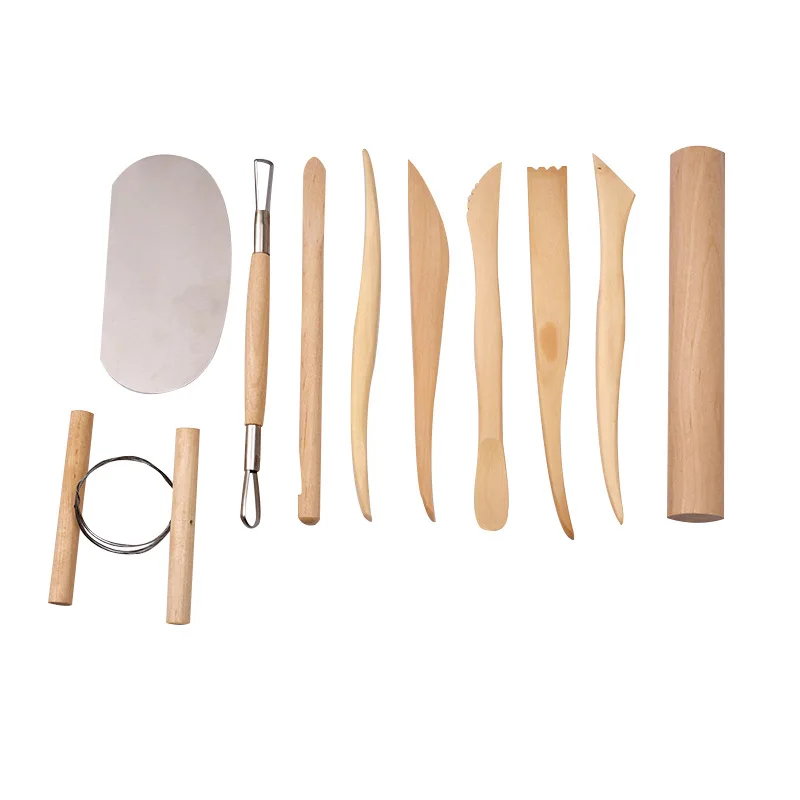Cross-border,  10-piece set of clay tools clay tools painting billet cutting line DIY clay carving knife