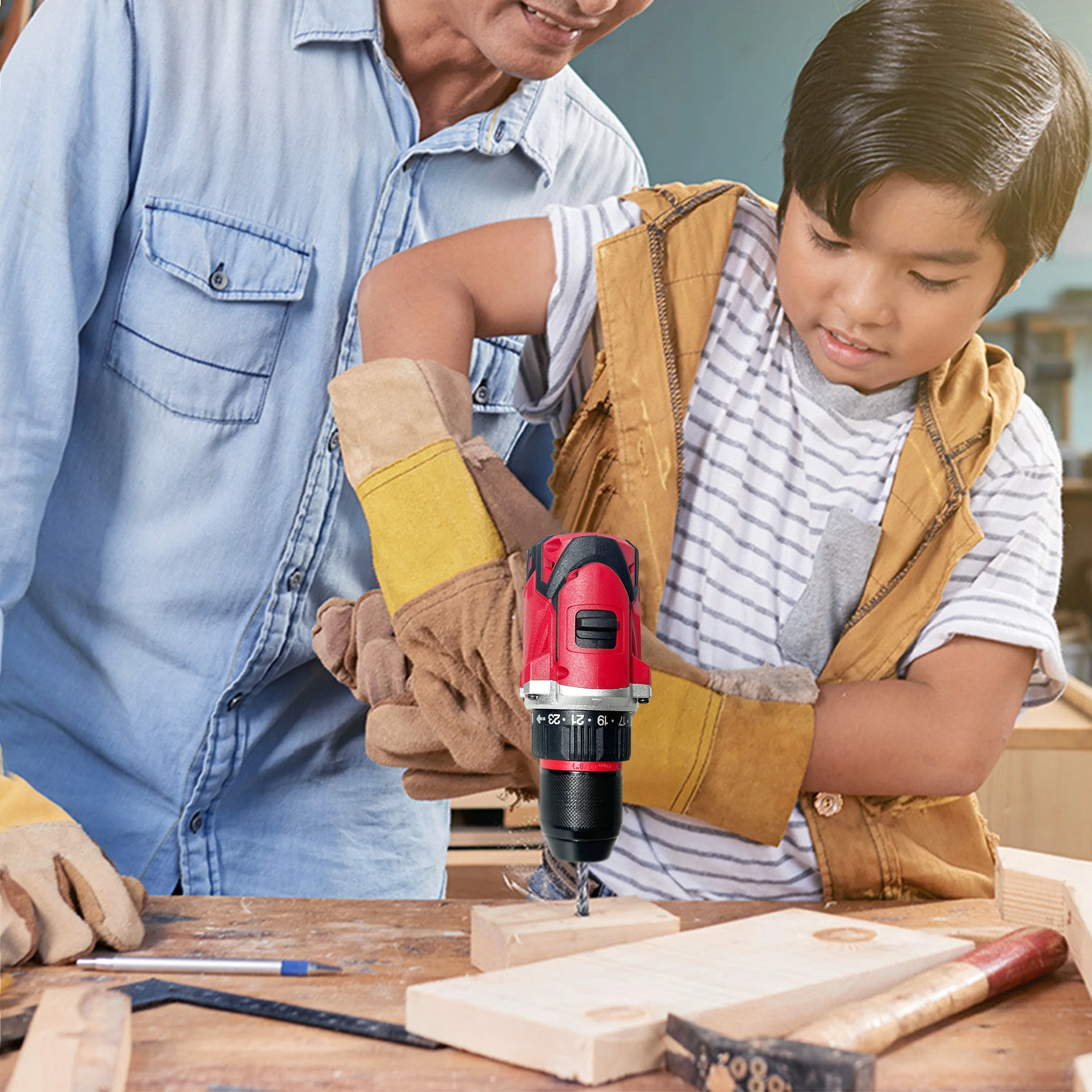 WOSAI Multifunction 3/8 Inch 10mm Chuck Brushless Motor Cordless Rotary Hammer Drill With Lithium Battery