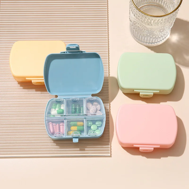 Portable New 6-Cell Medicine Box Medicine Distribution Box Small Plastic Medicine Box