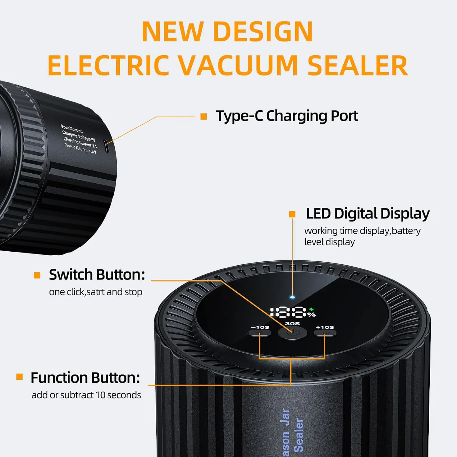 Electric mason jar vacuum sealer Kit Jar Vacuum Sealer for Canning Jars, Vacuum Sealing Machine for Food Storage