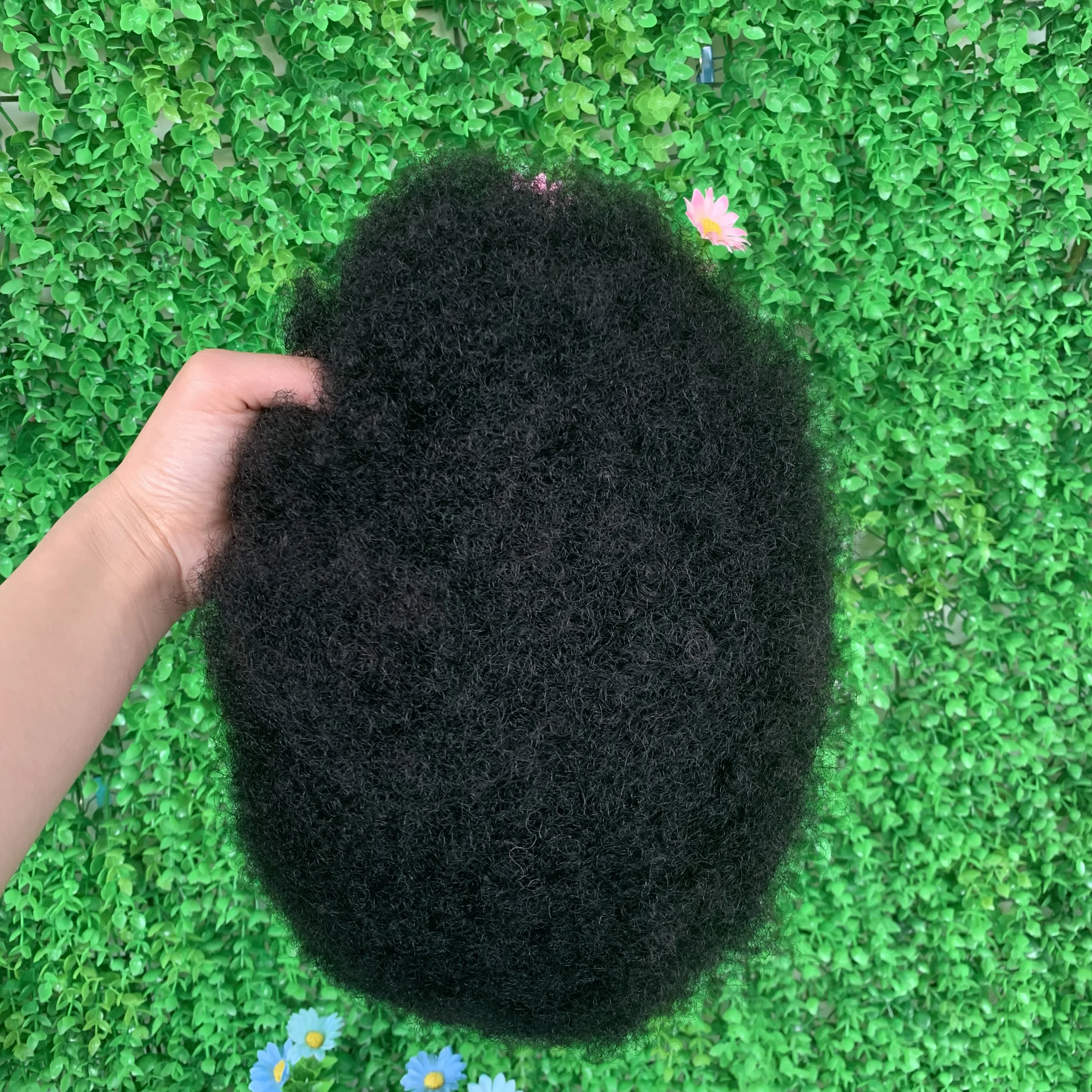 Afro Toupee for Black Men Human Hair Swiss Lace Man Weave Balding Mens Custom Hair Unit 8x10inch Male Hair 1/1b