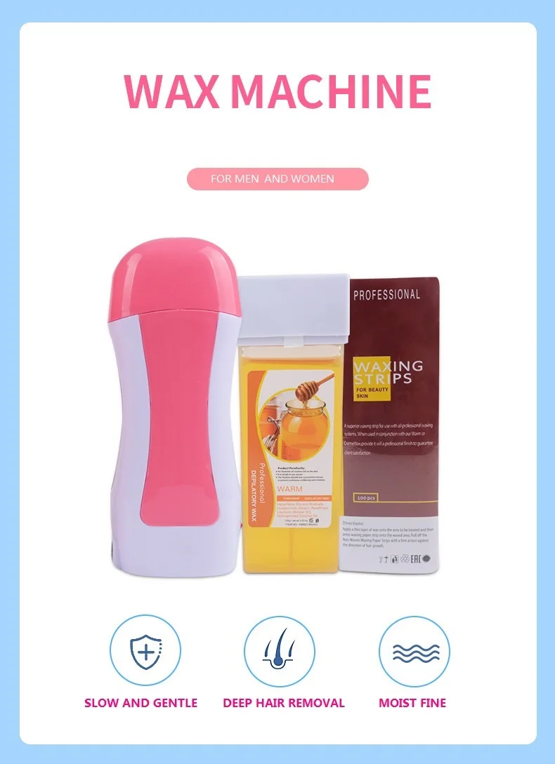 Pink 100 G Depilatory Roller warm Wax Heater/depilatory Roll On Wax warmer hand held single roller wax machine