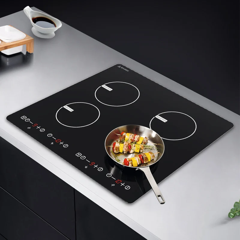 Hot Sales 6800W Five minutes Boost function black color built-in 4 burner design induction cooker