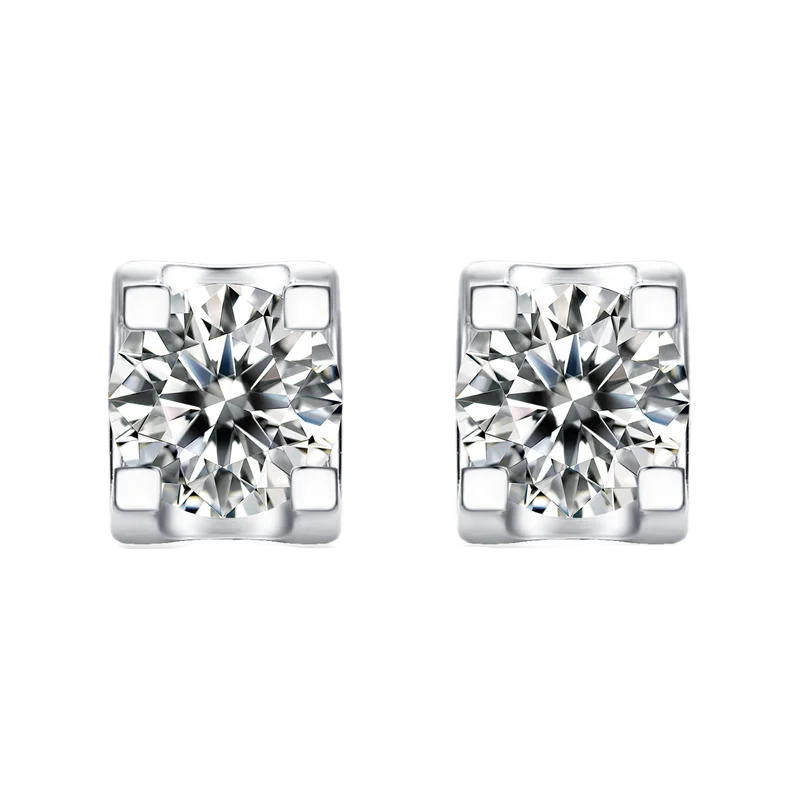 Manufacturer professional discount custom round white gold earrings Moissanite engagement earrings