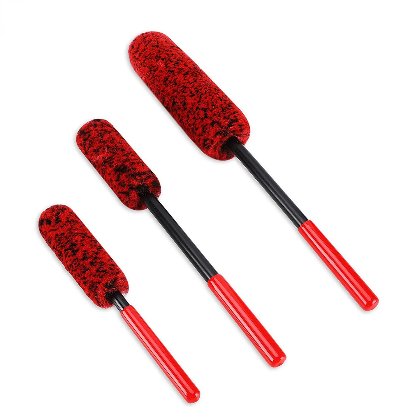 Premium Material 3Pcs Microfiber Wheel Brush Set Long Handle Car Cleaning Brushes Cleaning Car Wheel Car Tire