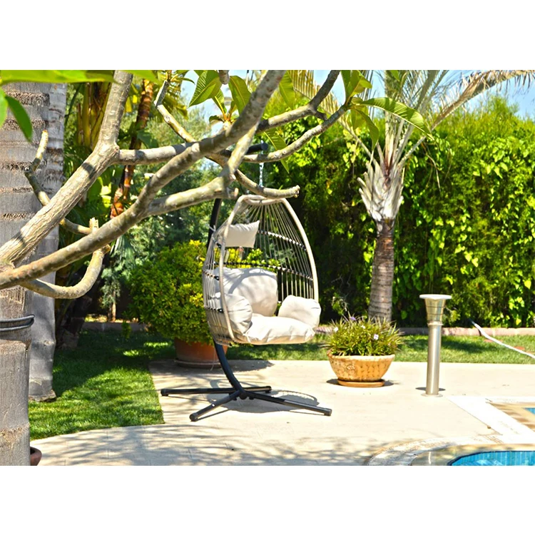 Cheap Price Outdoor Silla Colgante Huevo Modern Hanging Swing Chair Patio Rattan Wicker Egg Swing Chair Silla Colgante