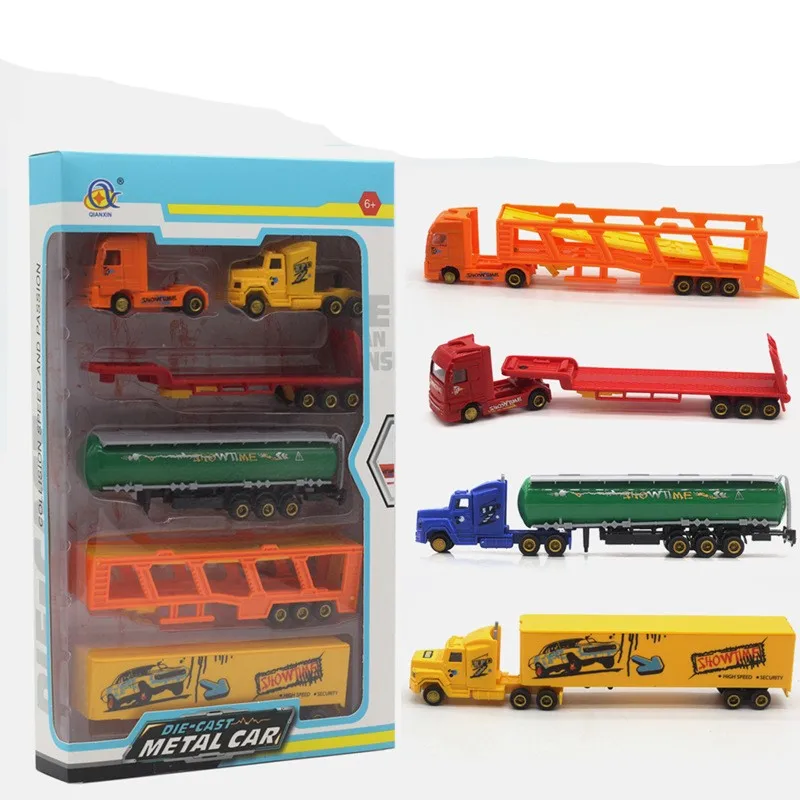 1:50 Scale Die Cast Slide Long Trailer Truck Toy Transportation Metal Truck Model For Wholesale