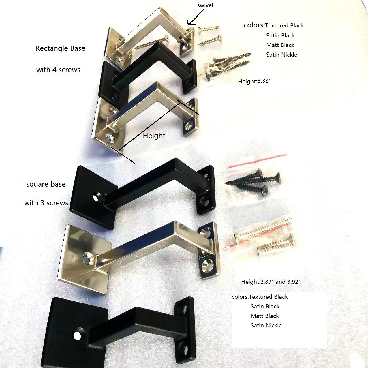 JYD Home Square Base Satin  Black Zinc Alloy Handrail Brackets for wood railing support (HB-603  ) - Stair railing parts