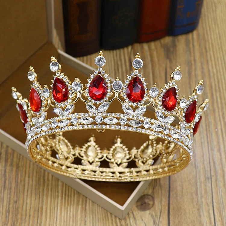 
Fashion Teardrop Rhinestone Full Round Queen Bridal Crown Tiara for weddings 