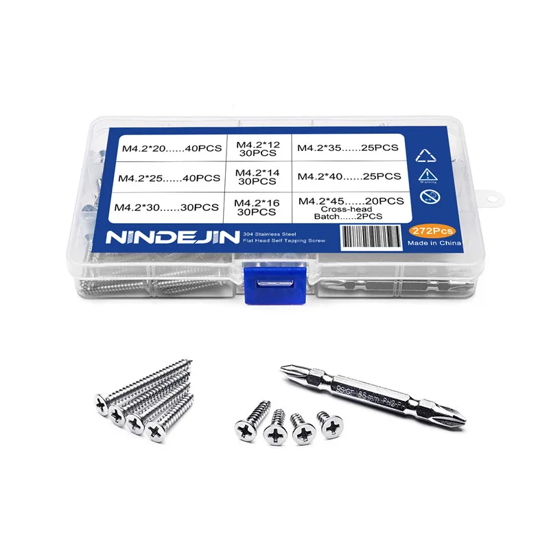 304 Stainless Steel Self-tapping Screw Set M4.2 Phillips Countersunk Head Self Tapping Screw for Metal