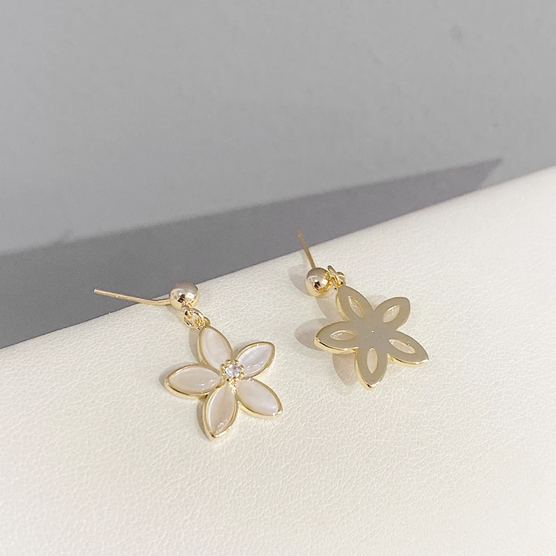  ED63407 Korean fashion cute gold plated women jewelry opal flower drop