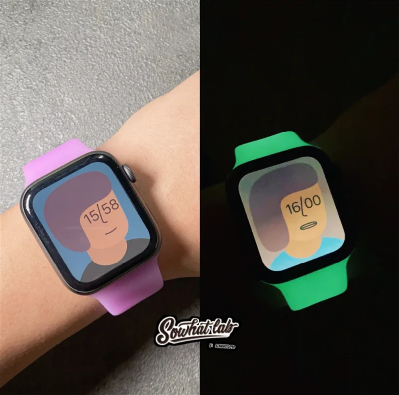  Модный силиконовый ремешок для часов Apple Watch с ночным видением сменный флуоресцентного