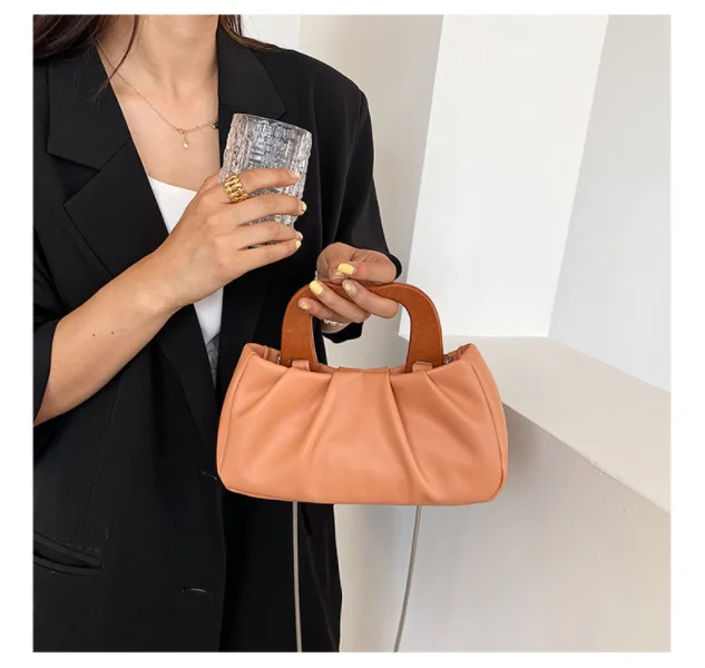 
Fashion design wooden wrist pu leather handbags ladies pu bag hand bags women 