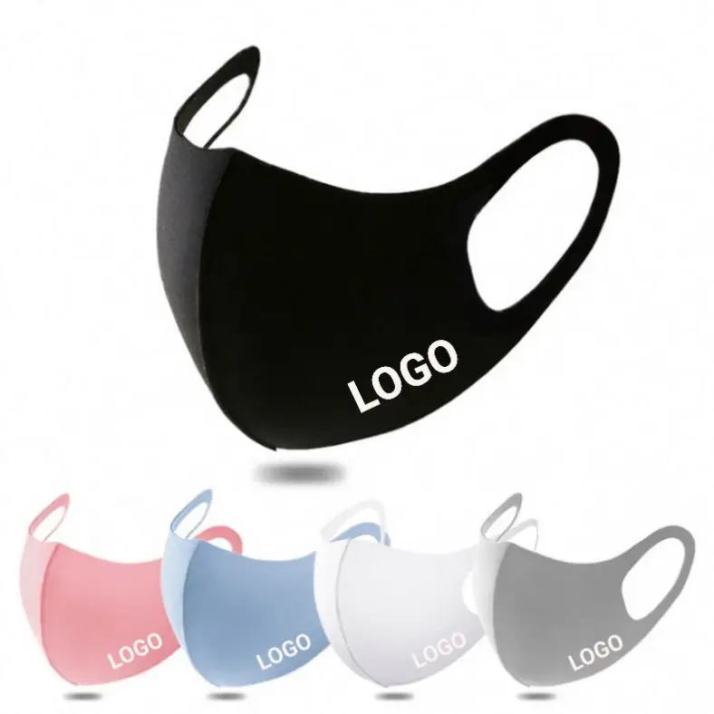 Wholesale Black Facemask Fashion Washable Reusable Face Maskss Ice Cotton Cloth Party Mask Custom LOGO