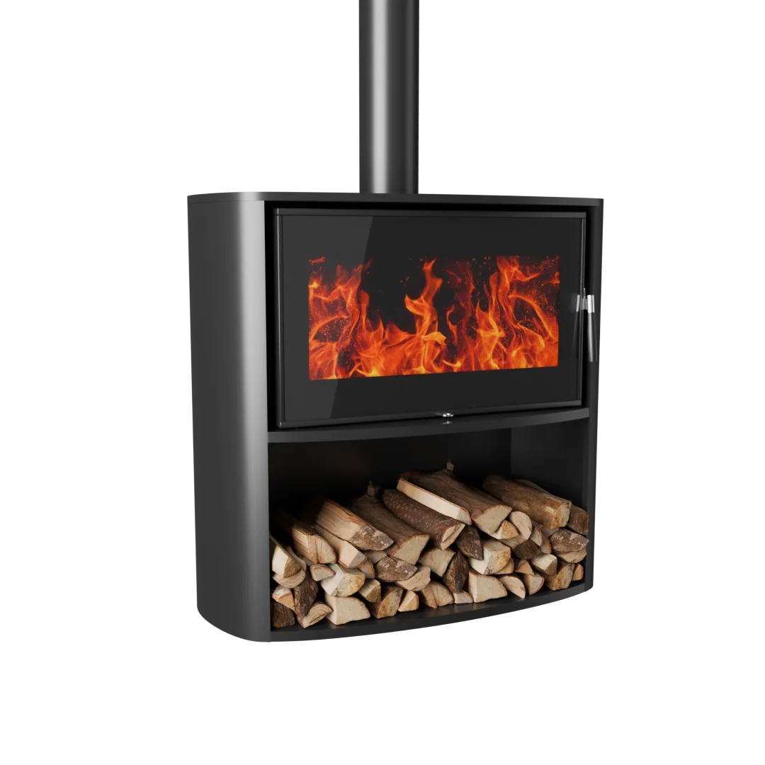 High Quality New Arrival Wood Burning Fireplace with Curved Screen Separate Design High Heat Resistance
