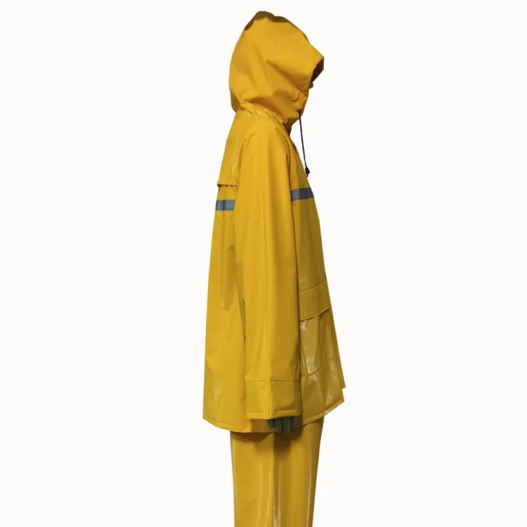 Factory Custom Safety Uniforms Outdoor Waterproof Overall Reflective 2 Pieces PVC Raincoat Set Hi Vis Rain Suit For Construction