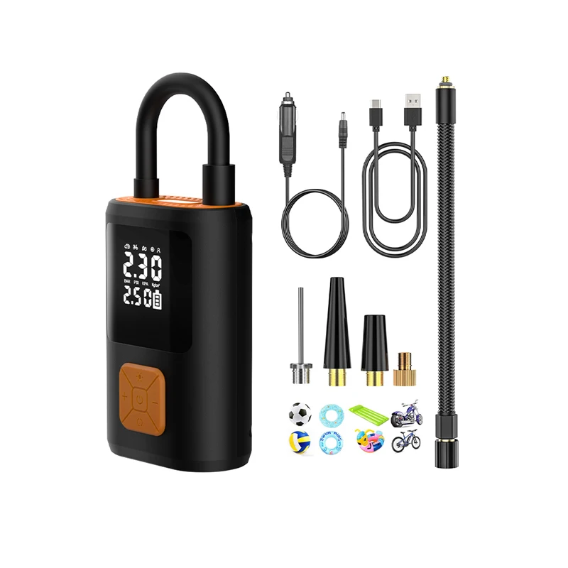 Customizable Electric Portable Tire Inflator with 3MCigarette Lighter Air Compressor