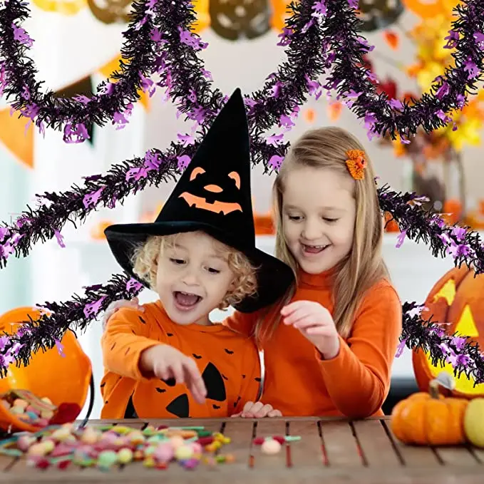 Outdoor party decoration column bat tinsel garland halloween stair handrail decoration garland