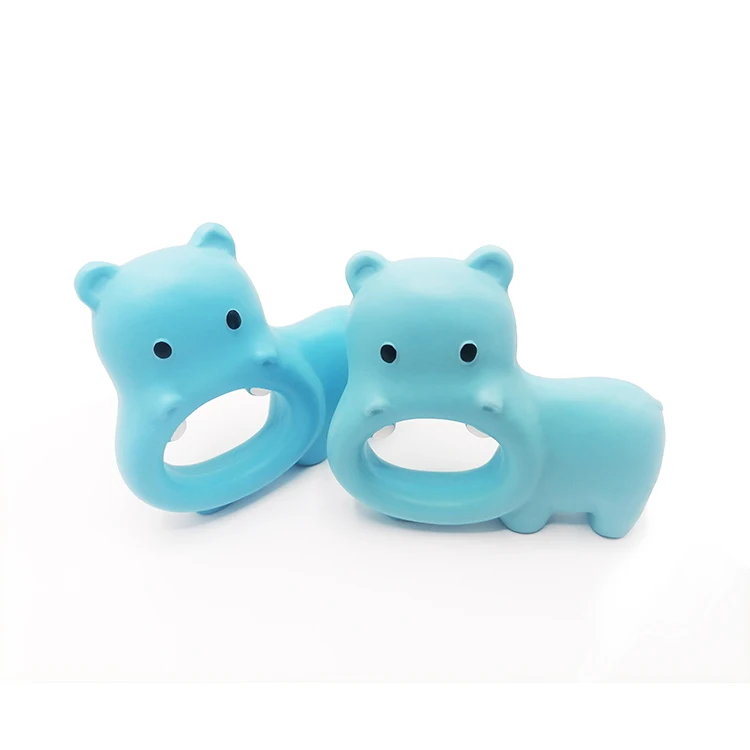 Hot Sale Customized 100% Pure Natural Rubber Teething Toy New Born Baby Gift Lovely Hippo Shape Teether