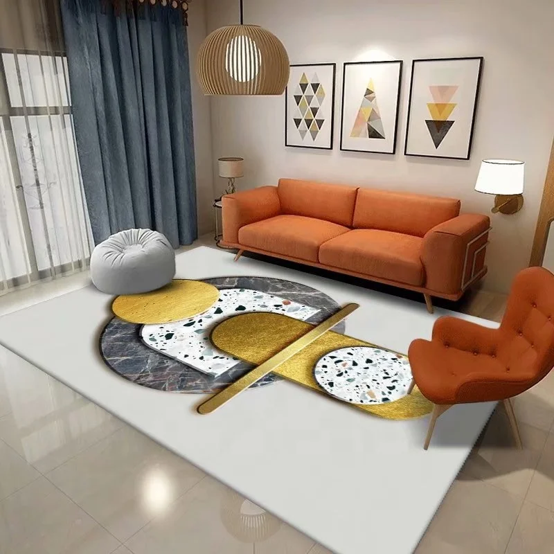 Золотистые серые напольные коврики современные Лоскутные абстрактные мягкие