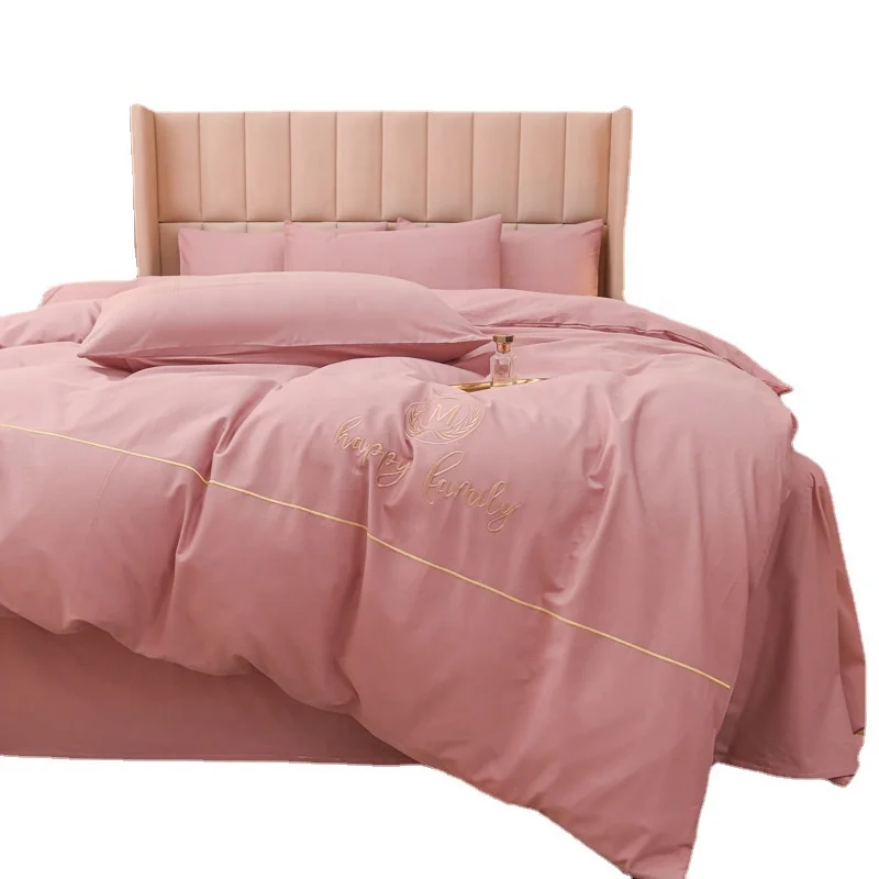 tradition design luxury sheet sets bedding wholesale duvet cover embroidered 100% cotton  4pcs bed sheet  with pillow case set