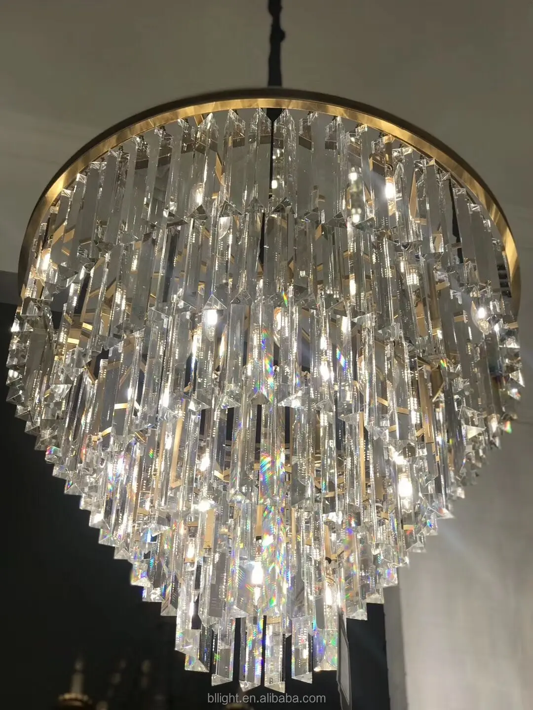 Modern round resoration hardware chandelier light two tier with k9 crystals pendant chandelier from brilliant lighting wholesale