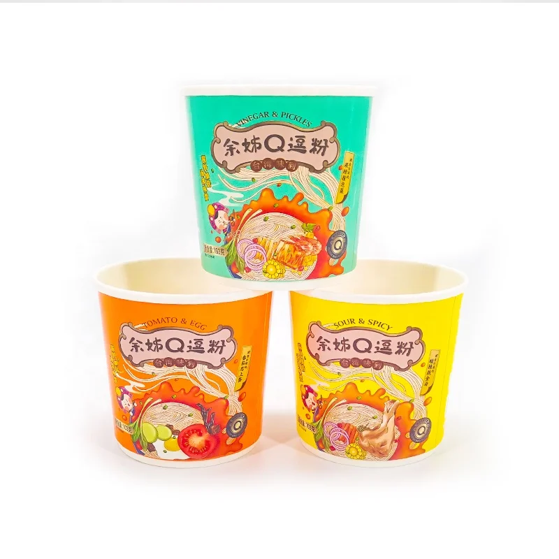 Factory insulated double wall instant noodle packaging cups ramen bowls with sealing lid