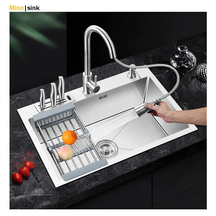 China Wholesale Simple Modern Style 304 Stainless Steel Single Pressed One Bowl Kitchen Sink Custom
