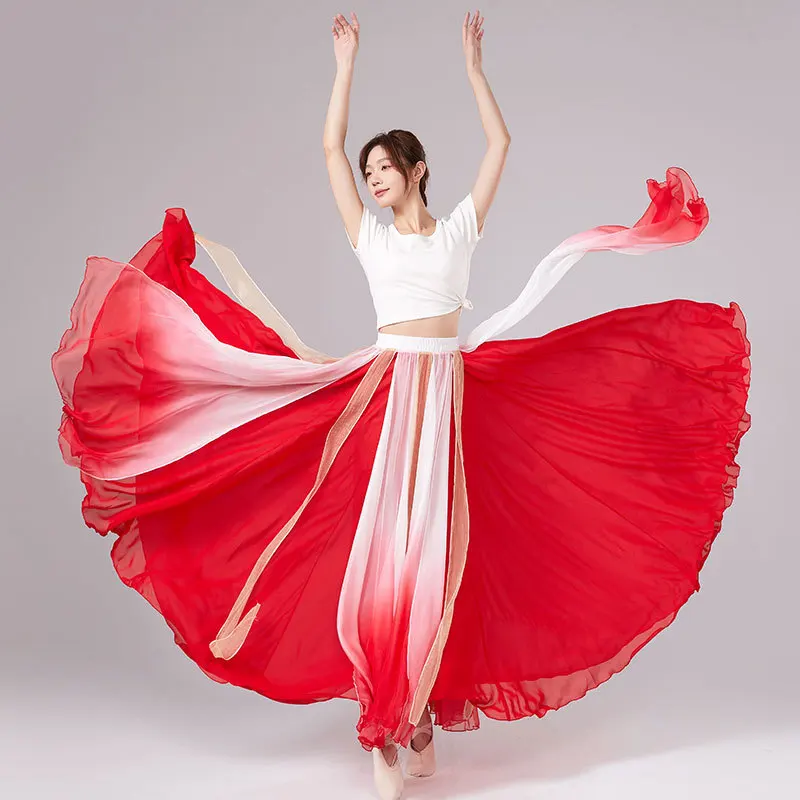 Women Lyrical Dance Skirt Long Ballet Wrap Skirt Flowy Maxi Skirts