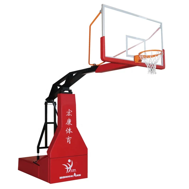 FIBA standard portable manual hydraulic folding basketball hoop stand mobile basketball hoop stand