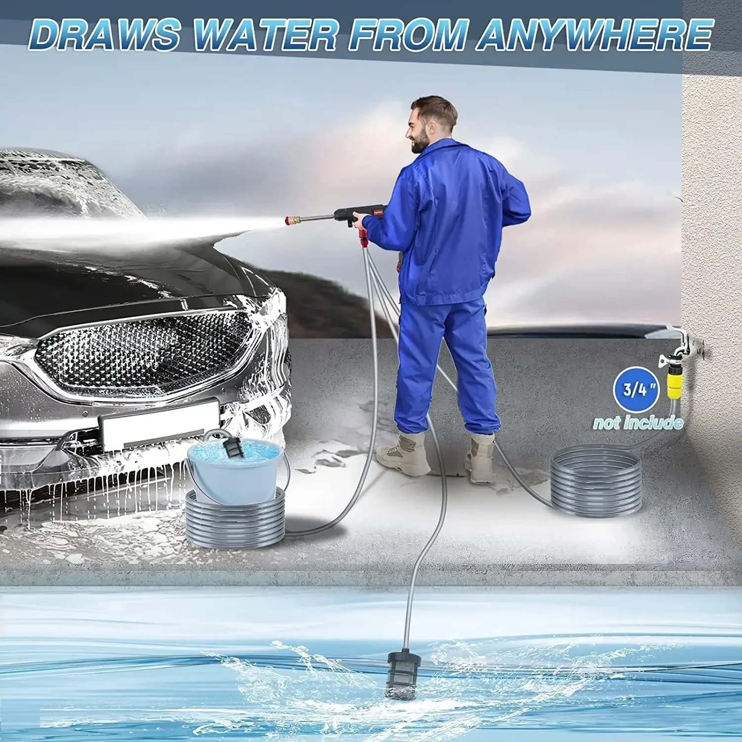 Long Endurance Car Washer Portable Lithium Battery 24V 48V 96V Car Washer High Pressure Car Wash Gun Equipment