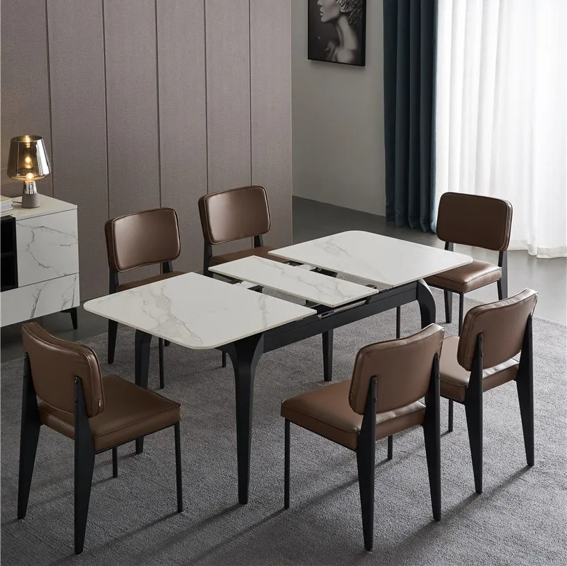 
Dining Table de Restaurant mdf Chinese Turkish Rustic Rectangular Live Edge Space Saving Expandable Extendable Dining Table 