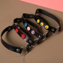 Sexy PU Leather Choker Necklace Goth Spiked Rivets Punk Collar Necklace Adjustable PU Leather Studded Love Heart Collar Choker