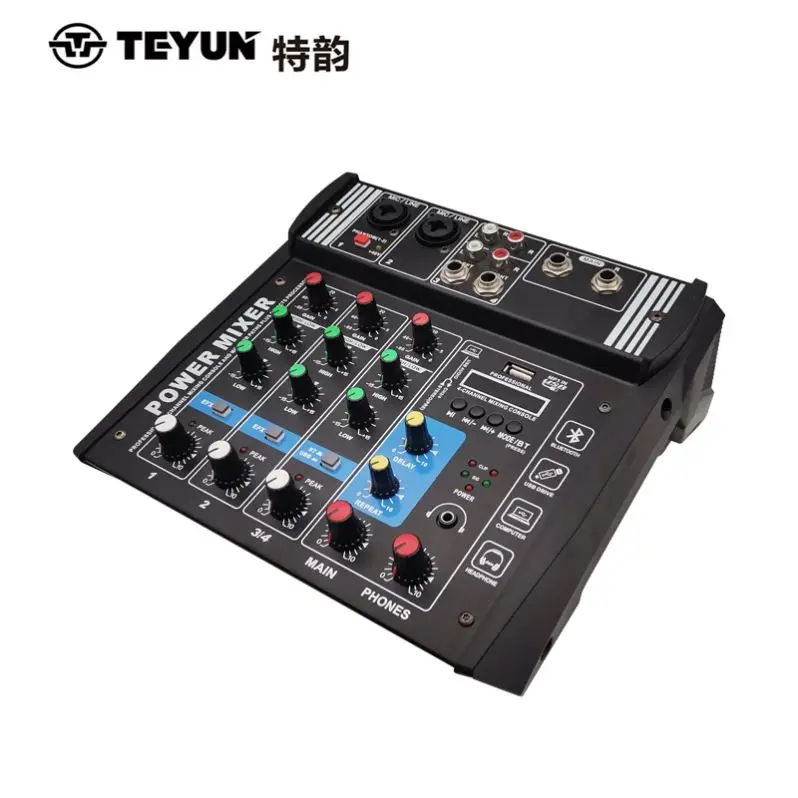 Professional Studio Sound Card Recording 4 Channels Professional Audio Video Mixer For Dj With Sound Card Stage