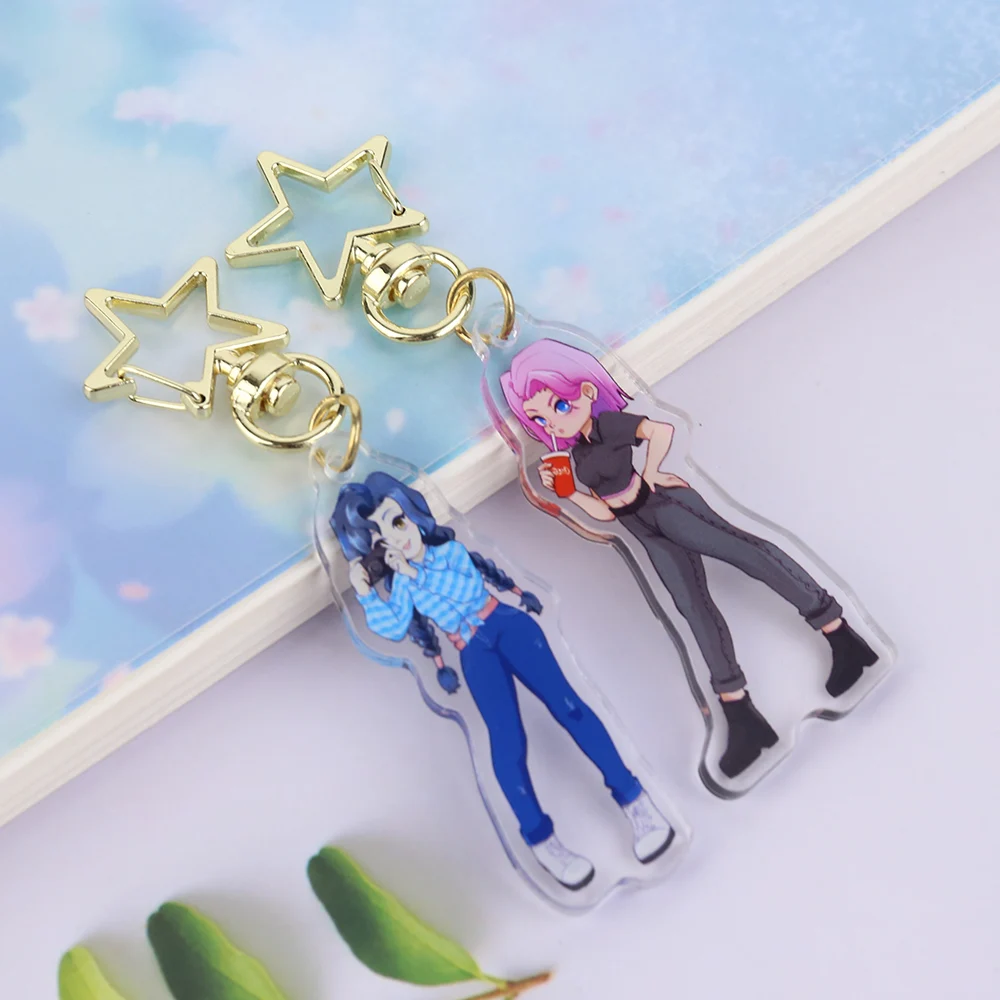 2021 Wholesale Custom Cartoon Cute Glitter Quicksand Liquid Acrylic Keychain