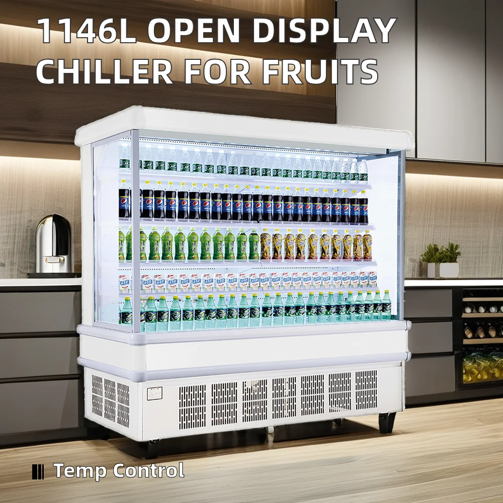 Supermarket Commercial 1146L Open Display Chiller Digital Control Kitchen Restaurant Cooler for Fruits Meat Cooling Climate Type