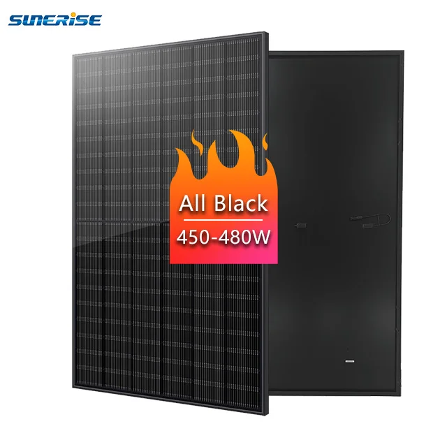 Aesthetic Design All Black N-Type 10BB 480W Solar Panel for RV Camping Boat Marine Log Cabin Roof